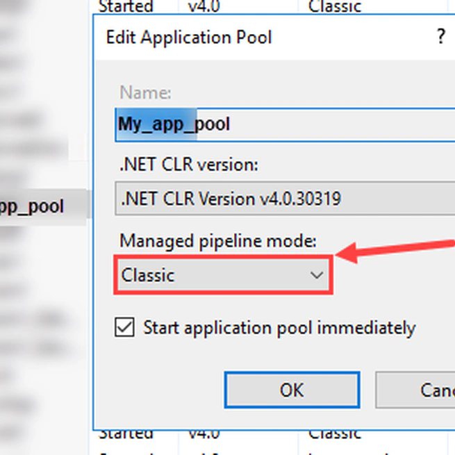 IIS Switch from "Classic" to "Integrated" Mode for an Application Pool