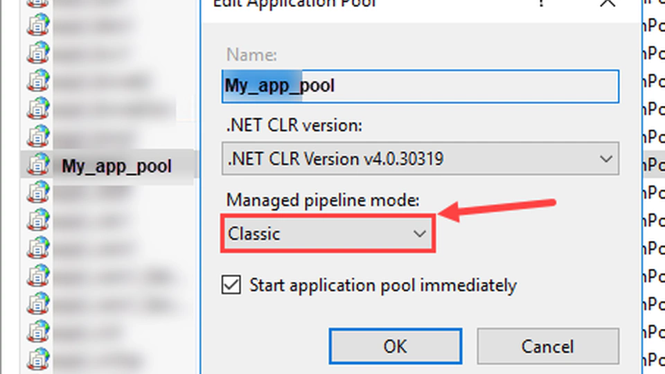 IIS Switch from "Classic" to "Integrated" Mode for an Application Pool