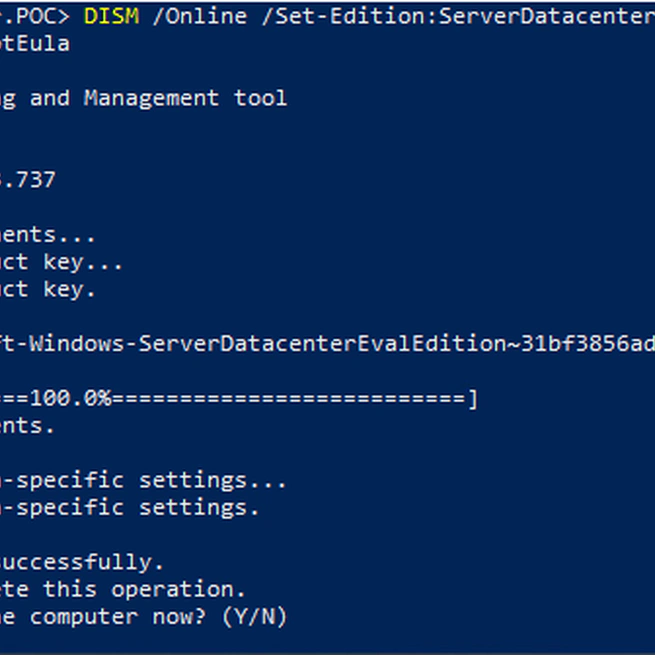 Convert a Windows Server from Evaluation to Retail Version