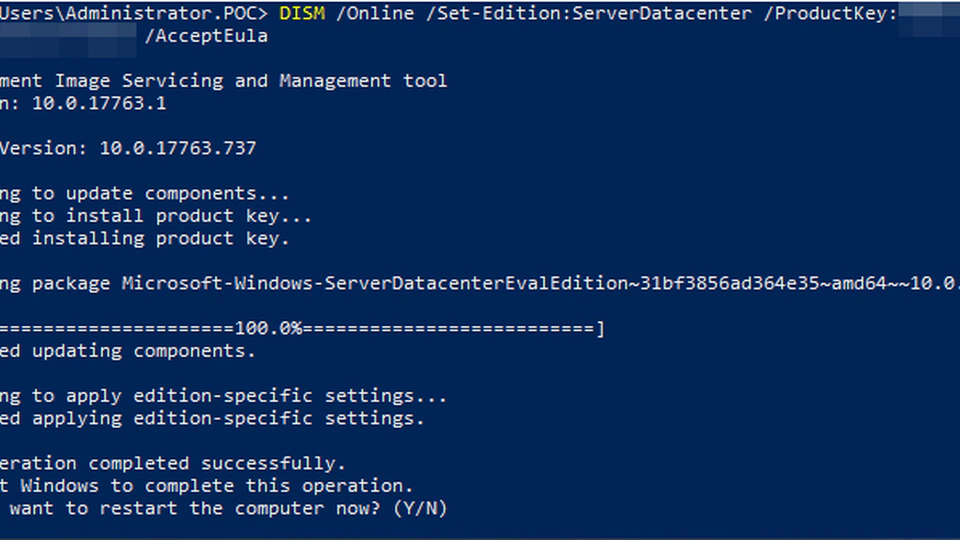 Convert a Windows Server from Evaluation to Retail Version