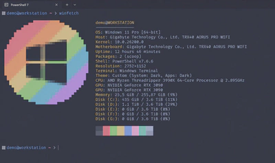 Windows Terminal with Catppuccin Macchiato and WinFetch